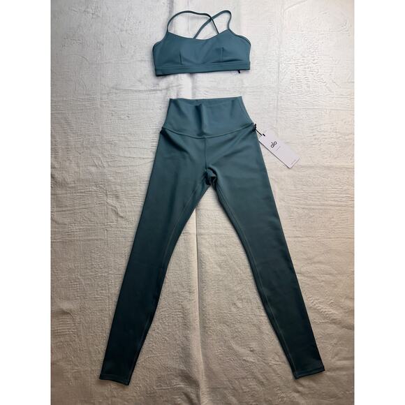 Alo Yoga Airlift Intrigue Bra High-Waist Airlift Leggings Teal Agate Small NWT - Picture 12 of 16